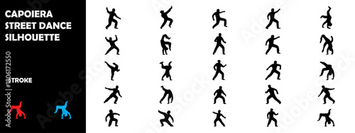 Capoeira Street Dance Silhouette – Brazilian Martial Art, Cultural Movement Vector