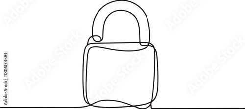 Pad lock Continuous one line drawing illustration, Continuous one line drawing of a padlock. Security concept. one line Icon drawing with white background