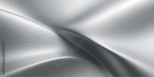 Smooth silver metal texture pattern with light and dark gray wave design backdrop