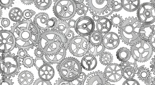 Intricate gear system design for innovative projects, perfect for engineering and technology themed backgrounds, conveying precision and mechanical concepts
