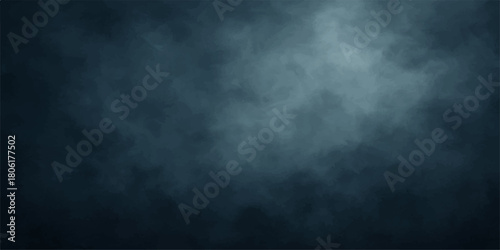 A dark blue grunge texture suggests a stormy night sky with swirling fog and motion