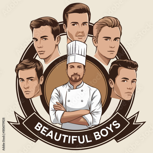 Modern Chef & Handsome Men Character Illustration