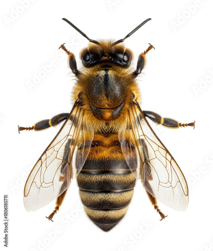 Pollinating action of bees in nature isolated on transparent background