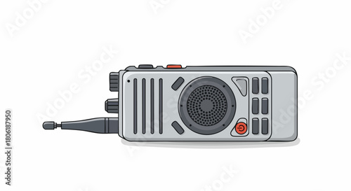 Modern Compact Two Way Radio Walkie Talkie Illustration on White Background