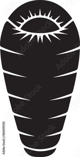 Black Silhouette of a Carrot with Visible Stripes and a Sun-like Top vegetable food