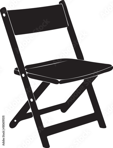 Black Silhouette of a Folding Chair on a White Background vector illustration