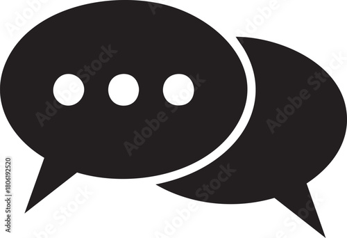 Black and white chat bubble icon vector illustration for web communication design