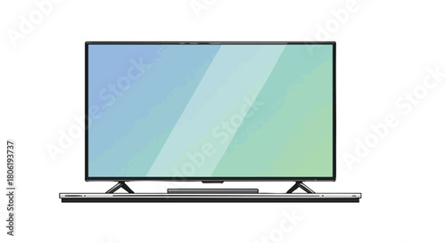 Modern Flat Screen Television Display Mockup Isolated on White Background