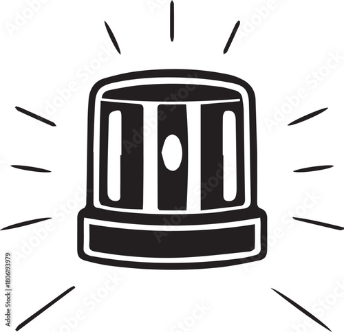Emergency Siren Light Vector Icon. Warning Alarm Flasher Outline Symbol
