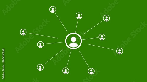 Network connections animation, global network connections and social networking green background. Full HD. 4K