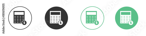 Calculator and dollar icon for web design, templates, infographics and more