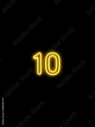 Yellow Neon 10 Billion Number on Black Background ten billion