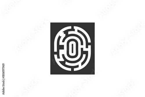 White Maze Design Within Shape on Transparent Background, Flat Design