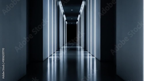 Futuristic Sci-Fi Corridor With Neon White Lights