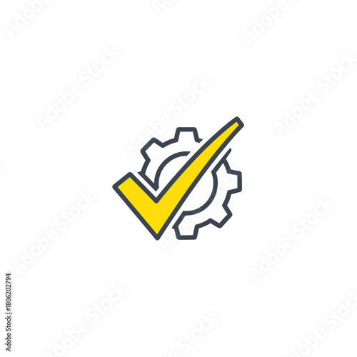 Verified Gear Icon Symbolizing Successful Configuration and System Optimization