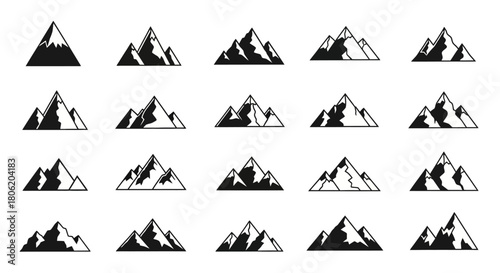 Collection of mountain silhouettes for logos and branding designs