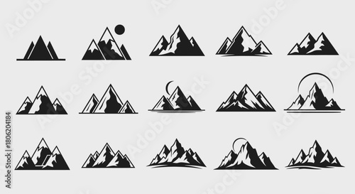 Collection of mountain silhouettes for logos and branding designs