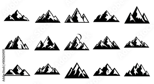 Collection of mountain silhouettes for logos and branding designs