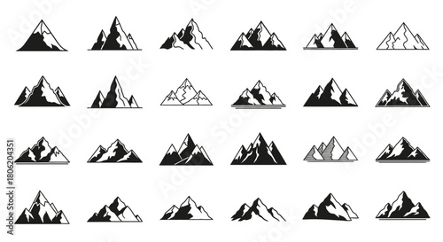 Collection of mountain silhouettes for logos and branding designs