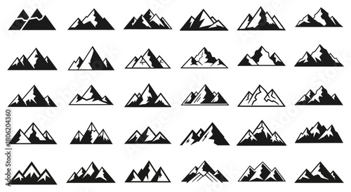 Collection of mountain silhouettes for logos and branding designs