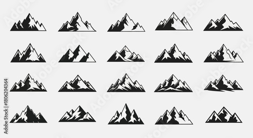 Collection of mountain silhouettes for logos and branding designs
