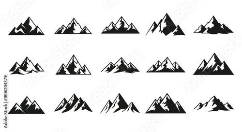 Collection of mountain silhouettes for logos and branding designs