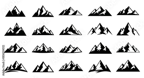 Collection of mountain silhouettes for logos and branding designs