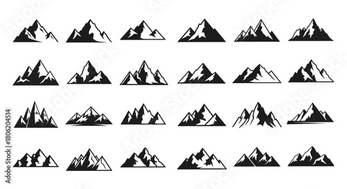 Collection of mountain silhouettes for logos and branding designs