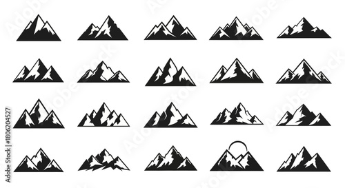 Collection of mountain silhouettes for logos and branding designs