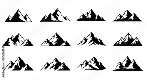 Collection of mountain silhouettes for logos and branding designs