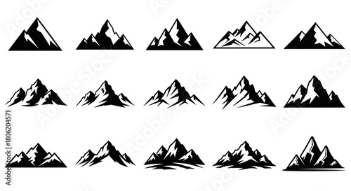 Collection of mountain silhouettes for logos and branding designs