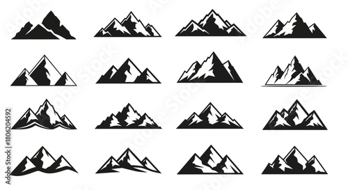 Collection of mountain silhouettes for logos and branding designs