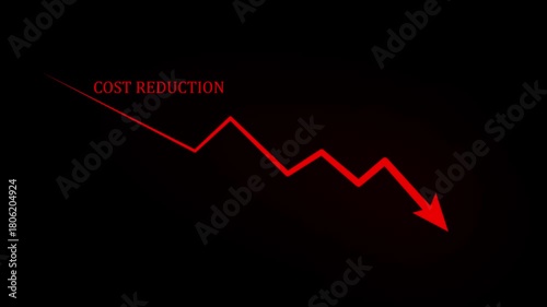 Cost reduction business finance concept. Businessman cost reduction icon with down arrow for budget management and cost management.4k video animation.