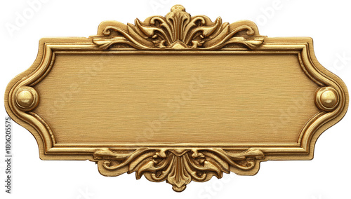 Ornate gold plaque with a smooth, textured blank center