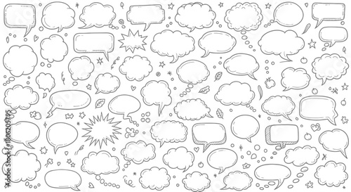 Hand drawn speech bubbles collection for comic book style conversation