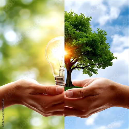 a visual metaphorical illustration, about energy, ideas, or the relationship between nature and technology and life