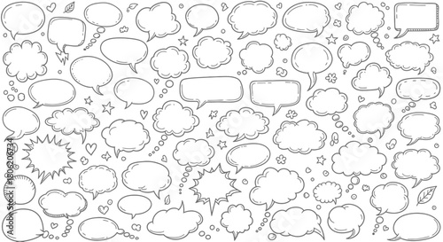 Hand drawn speech bubbles collection for comics and graphic design projects
