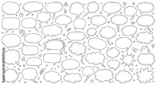 Hand drawn speech bubbles and thought bubbles collection in vector format