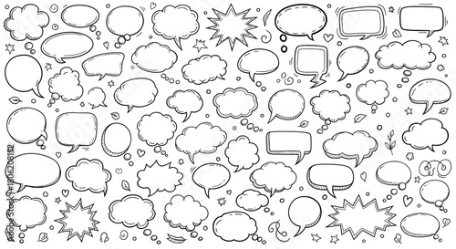 Hand drawn speech bubbles and thought bubbles collection for comic and design use