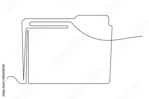 File folder icon continuous one line drawing minimalist style isolate outline
