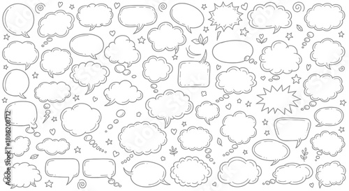 Collection of hand drawn speech bubbles and thought bubbles in vector format