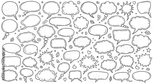 Hand drawn speech bubbles and thought bubbles collection for creative design projects