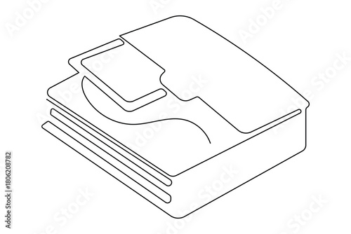 Minimalist document folder continuous line drawing icon symbol isolate design