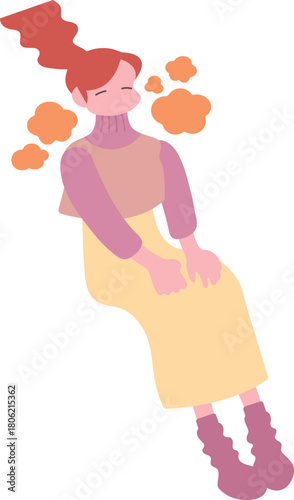 ほっこり暖まる女の子のイラスト warm girl