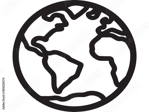 Earth day icon 2D vector line art in a clean minimalist illustration