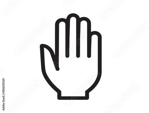 Hand icon 2D vector line art in a clean minimalist style black