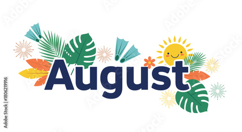 A cheerful illustration featuring the word \.