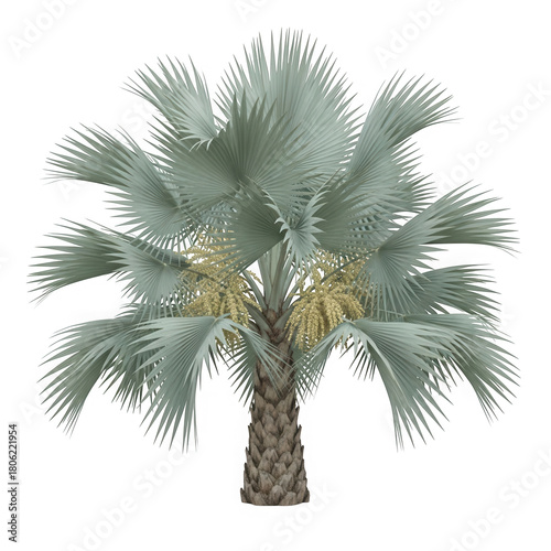 Bismarck palm tree with silverblue foliage isolated on transparent background