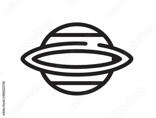 Solar system icon 2D vector line art in a clean minimalist illustration