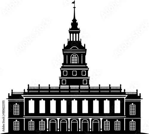 Independence Hall silhouette vector illustration